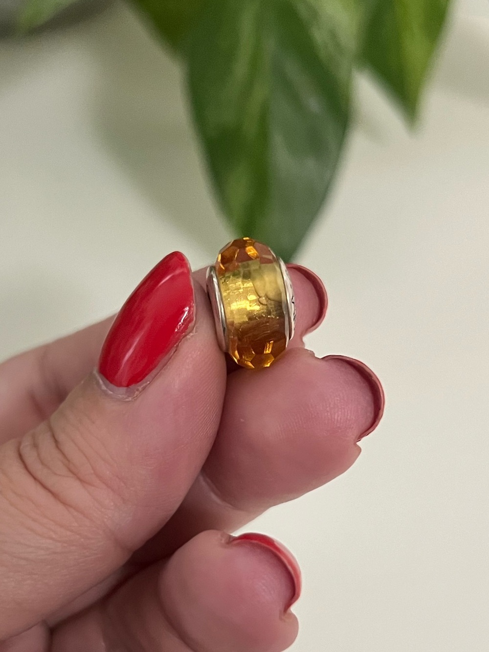Authentic Pandora Fascinating Golden Murano Glass Charm, 925